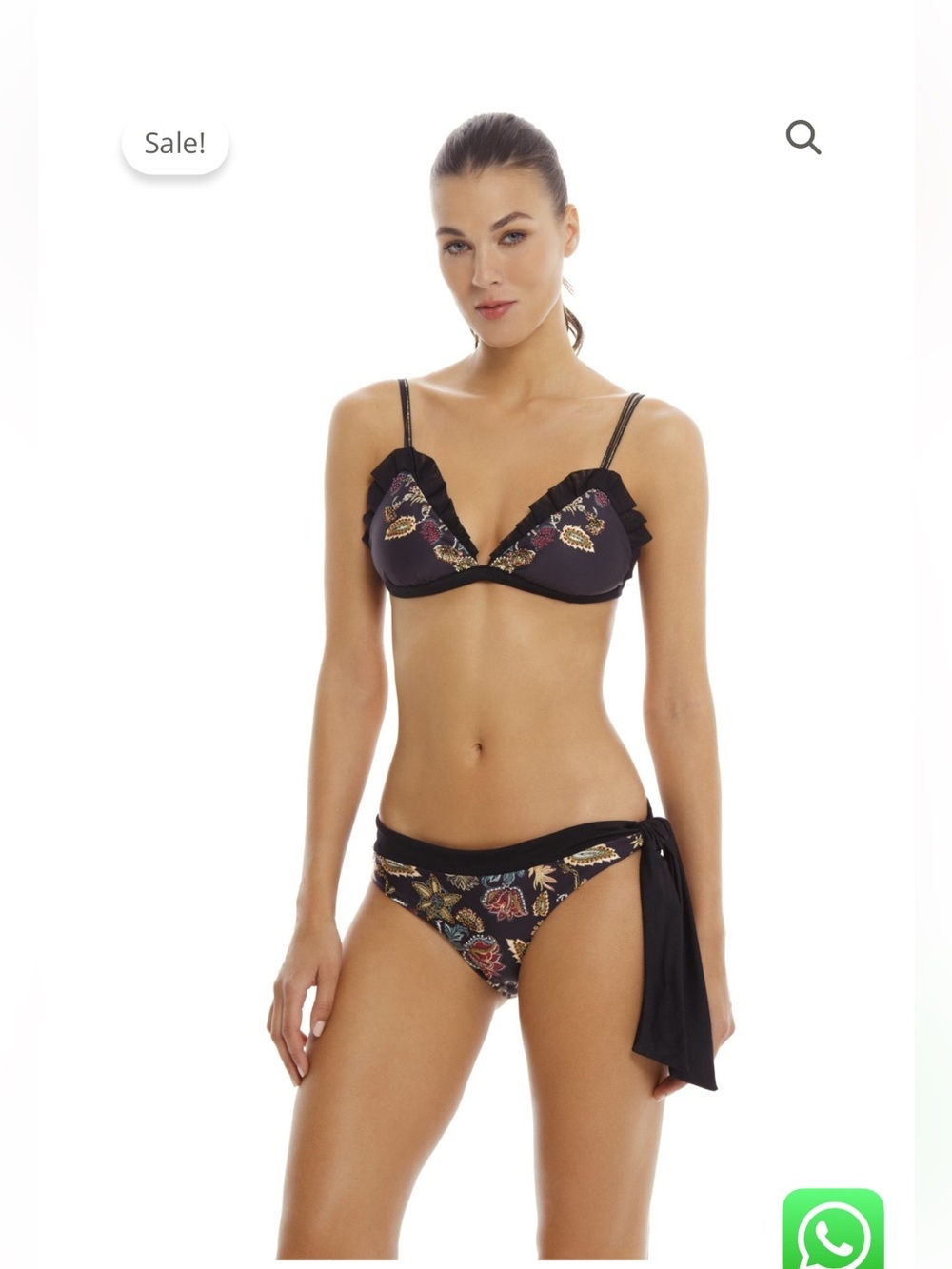 COSITA LINDA  Hand Beaded Paisley Bikini  Ruffle Triangle Top Tie Side Bottoms S